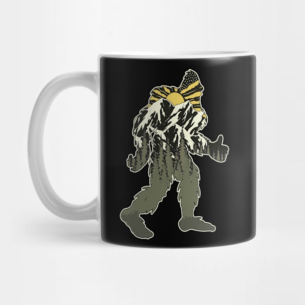 Funny Bigfoot Retro Vintage Mountains by Tesszero